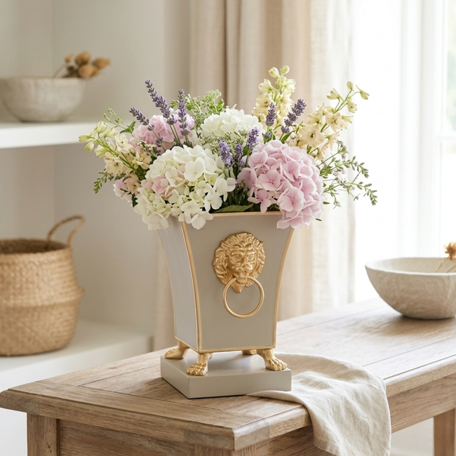 Paws & Claws Fluted Square Cachepot Planter Natural