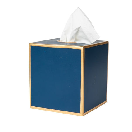 Kyoto Pagoda Enameled Square Wastebasket - White & Blue