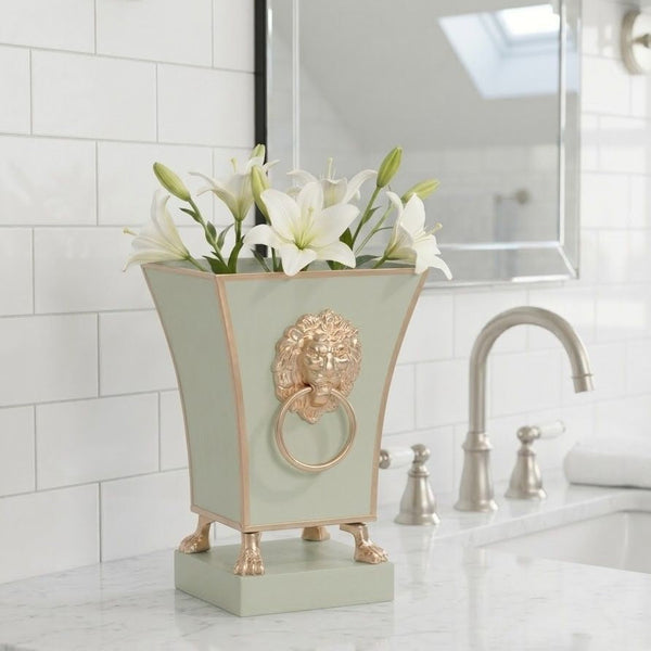 Paws & Claws Fluted Square Cachepot Planter Sage Green 6