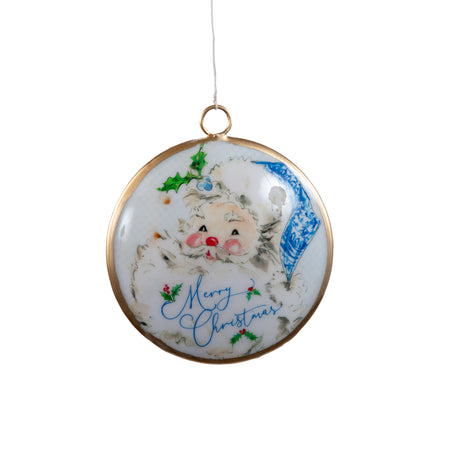 Blue Santa Enameled Chang Mai Tray 12x12