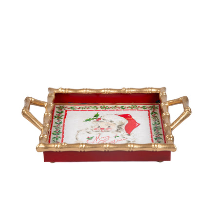 Kyoto Pagoda Enameled Jaye Tray - White & Red