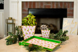 Holly Berry Enameled Square Cachepot Planter