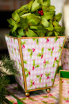 Holly Berry Enameled Square Cachepot Planter