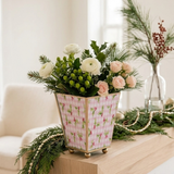 Holly Berry Enameled Square Cachepot Planter
