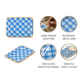 Preppy Plaid Enameled Laney Tray - Light Blue