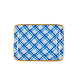 Preppy Plaid Enameled Laney Tray - Light Blue