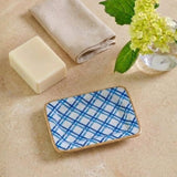 Preppy Plaid Enameled Laney Tray - Light Blue