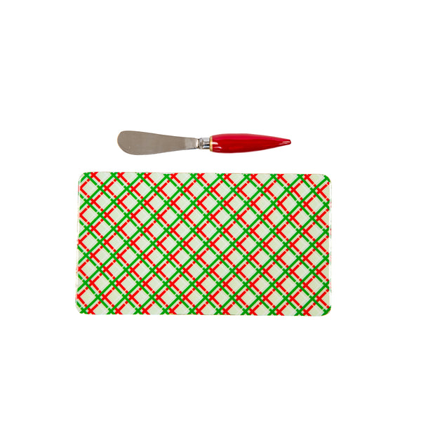 Preppy Plaid Amelia Cutting Board Set - Red