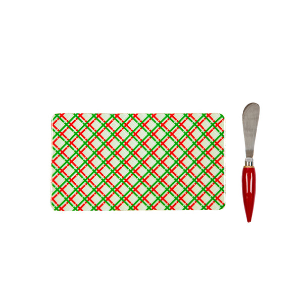 Preppy Plaid Amelia Cutting Board Set - Red