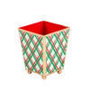 Preppy Plaid Enameled Square Cachepot Planter - Red