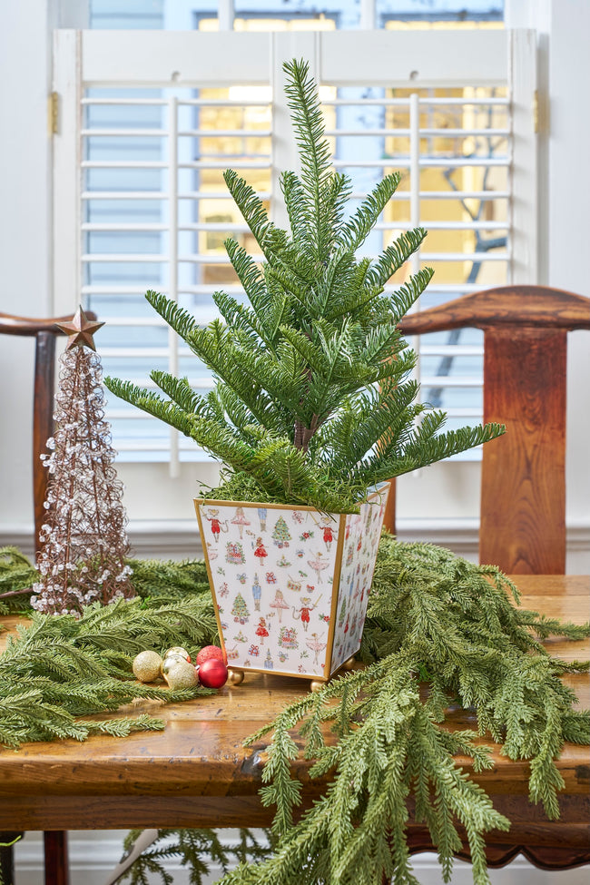 Watercolor Nutcracker Enameled Square Cachepot Planter