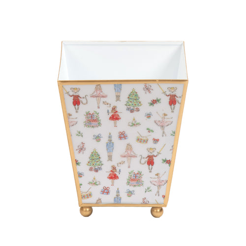 Watercolor Nutcracker Enameled Square Cachepot Planter