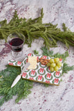 Holly Wreath Bow Enameled Rectangular Charcuterie Board 6x10