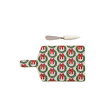 Holly Wreath Bow Enameled Rectangular Charcuterie Board 6x10
