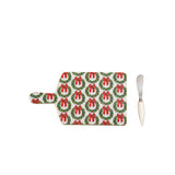 Holly Wreath Bow Enameled Rectangular Charcuterie Board 6x10