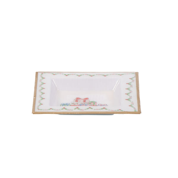 Christmas Gift Stack Enameled Tori Trinket Tray
