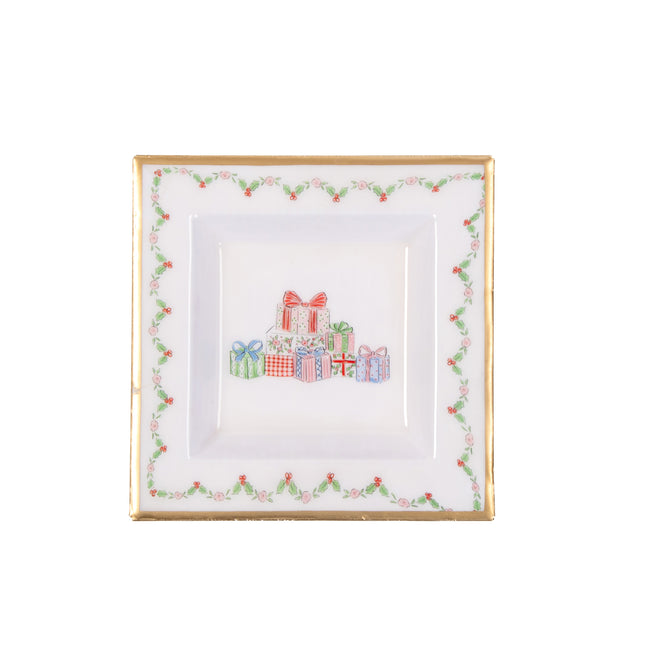 Christmas Gift Stack Enameled Tori Trinket Tray