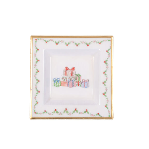 Christmas Gift Stack Enameled Tori Trinket Tray