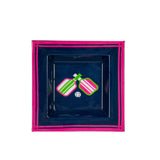 Pickleballs Enameled Tori Trinket Tray - Navy & Pink