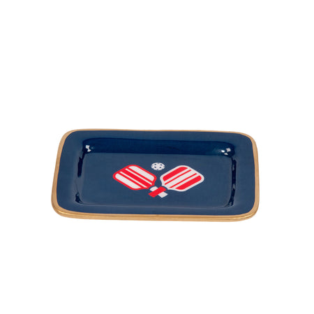 Preppy Plaid Enameled Laney Tray - Light Blue