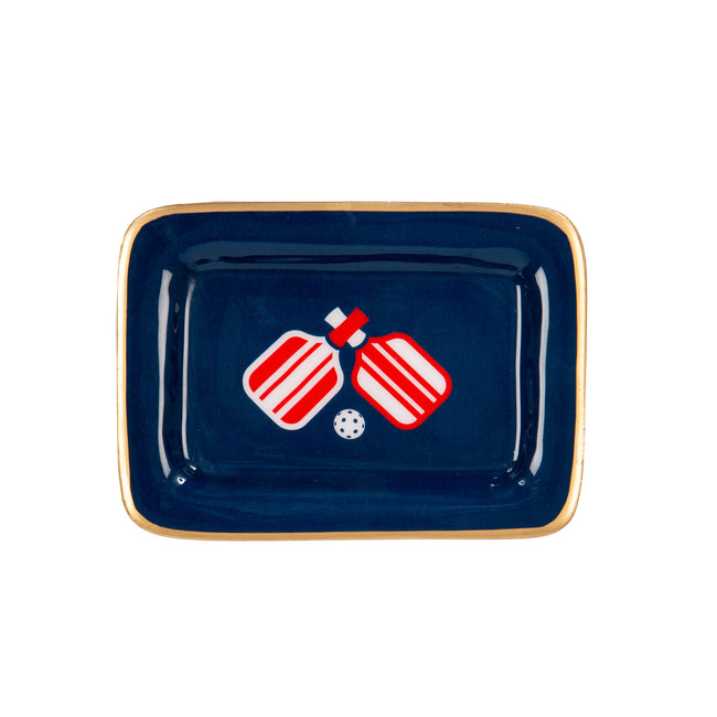 Pickleballs Enameled Laney Tray - Navy & Red