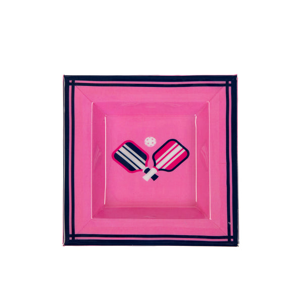 Pickleballs Enameled Tori Trinket Tray - Pink & Navy