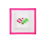 Pickleballs Enameled Tori Trinket Tray - White & Pink