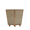 Woven Enameled Square Cachepot Planter - Beige