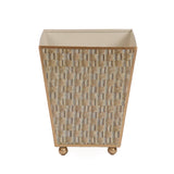 Woven Enameled Square Cachepot Planter - Beige