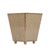 Woven Enameled Square Cachepot Planter - Beige