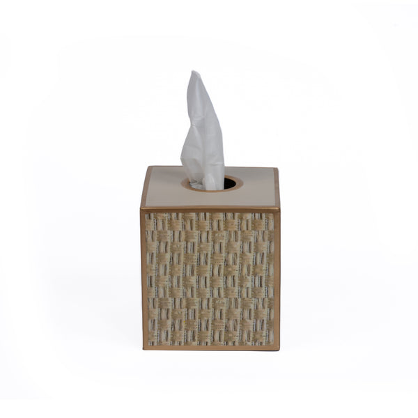 Woven Enameled Tissue Box Cover - Beige