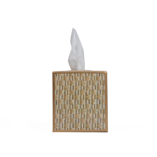 Woven Enameled Tissue Box Cover - Beige