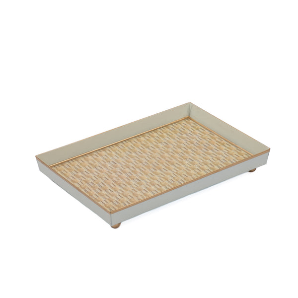 Woven Enameled Oliver Tray 8x12 - Beige