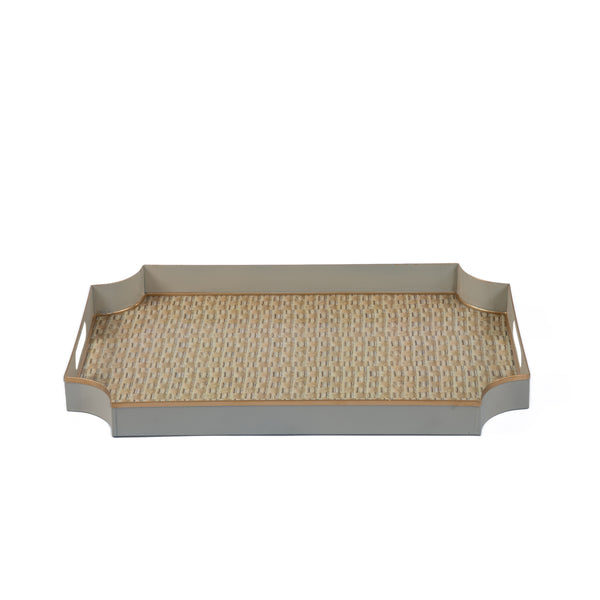 Woven Enameled Jaye Tray - Beige