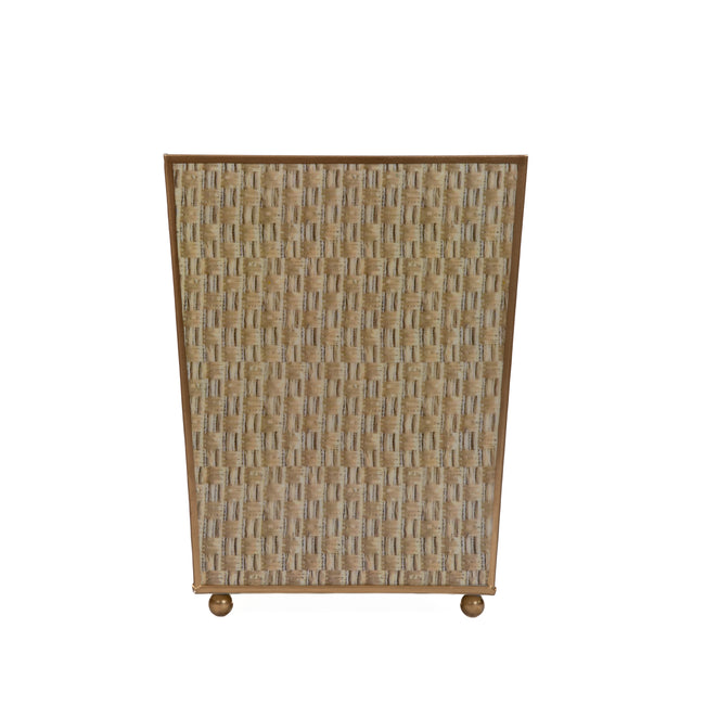 Woven Enameled Square Wastebasket - Beige