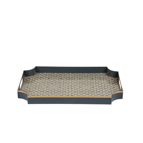 Woven Enameled Jaye Tray - Grey