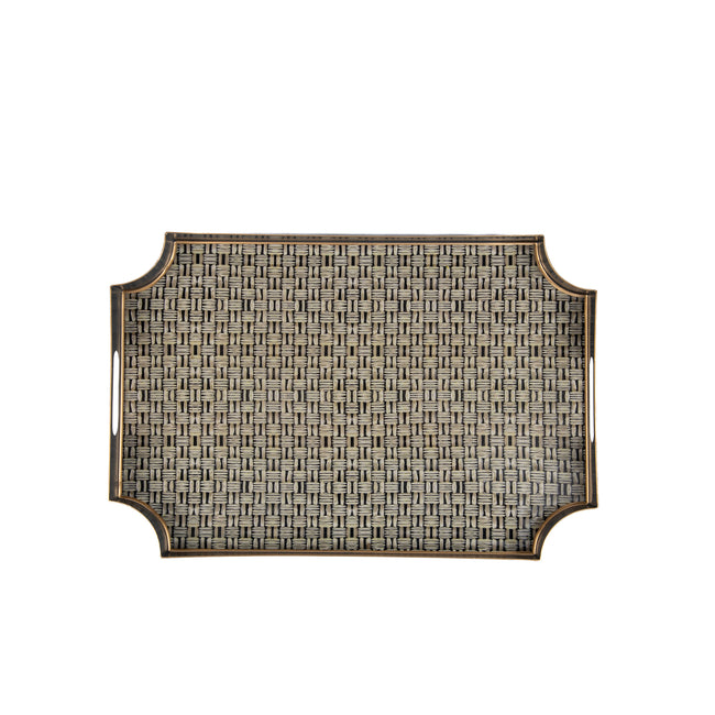 Woven Enameled Jaye Tray - Grey