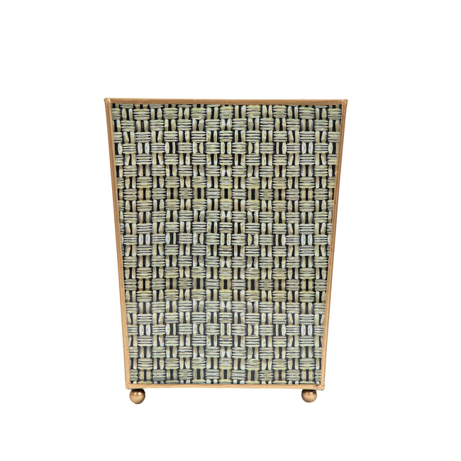 Woven Enameled Square Wastebasket