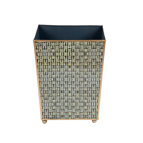 Woven Enameled Square Wastebasket