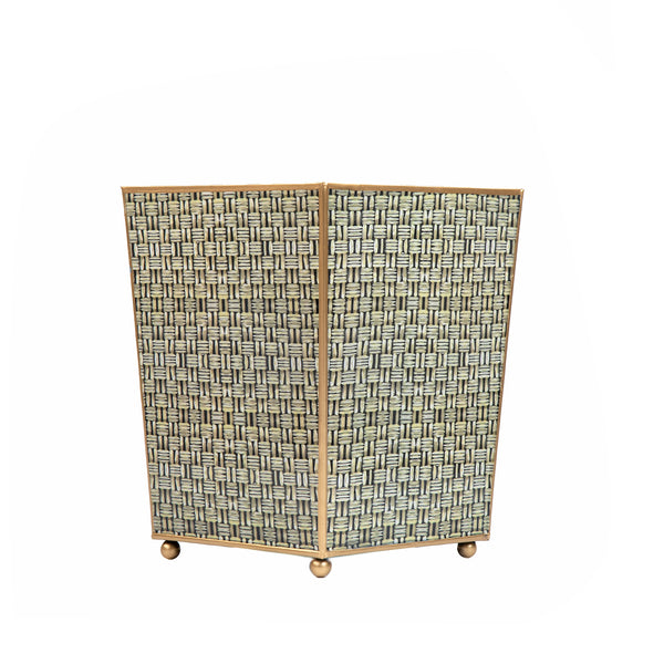 Woven Enameled Square Wastebasket