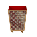 Woven Enameled Square Cachepot Planter - Red