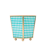 Gingham Enameled Square Cachepot Planter - Mariner