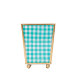 Gingham Enameled Square Cachepot Planter - Mariner