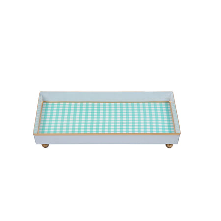 Preppy Plaid Enameled Landry Tray - Light Blue