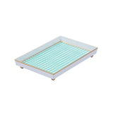 Gingham Enameled Oliver Tray 8x12 - Mariner