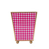 Gingham Enameled Square Cachepot Planter - Pink