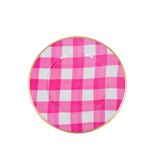 Buffalo Check Enameled Charger (4pk) - Pink