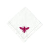 Bee Embroidery Napkin (12pk) White & Pink