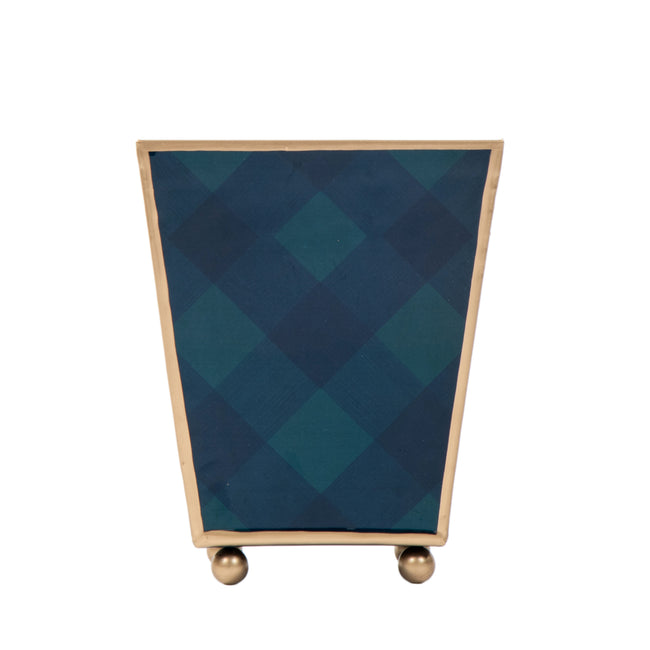 Sussex Plaid Enameled Square Cachepot Planter