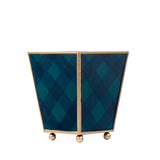 Sussex Plaid Enameled Square Cachepot Planter